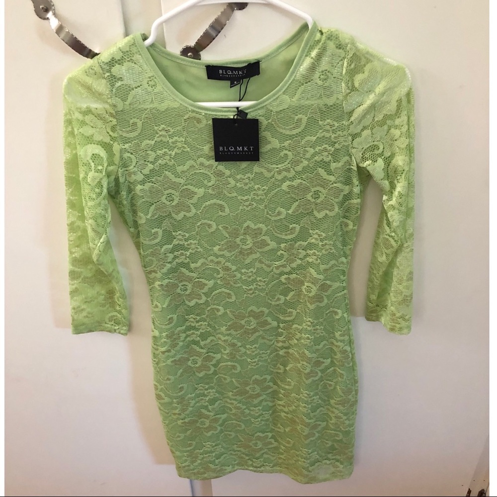 Women’s Lime Green Lace Bodycon Dress